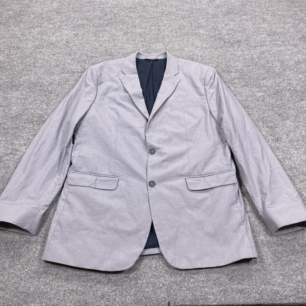 Banana Republic Blazer Jacket Mens 46 Long Slim Gray Cotton Notch Lapel